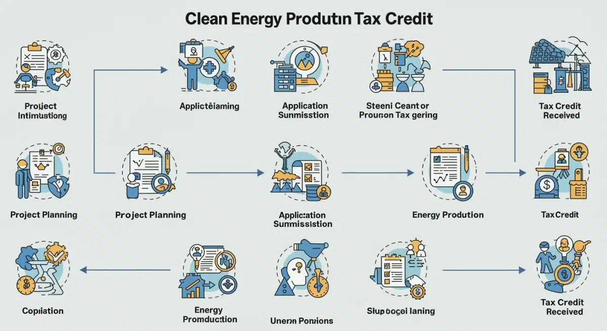 Infographic showing steps to claim clean energy tax credit