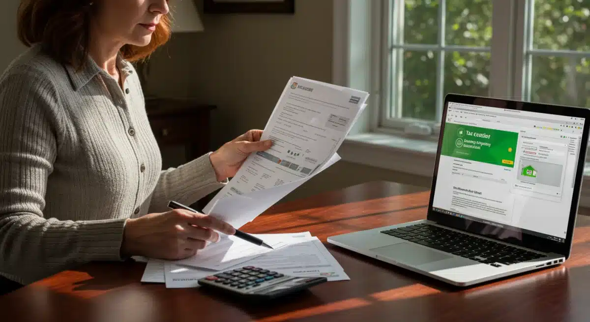 Homeowner reviewing federal energy tax credit documents
