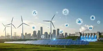 Illustration of diverse renewable energy sources powering a futuristic city