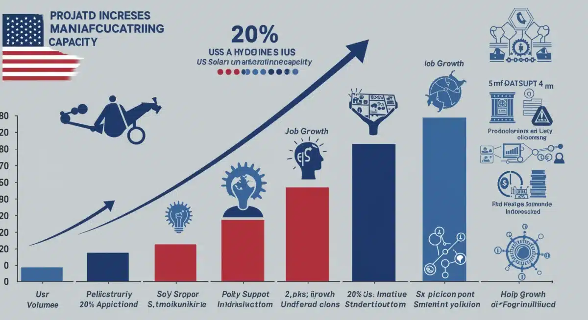 Infographic showing 20% increase in US solar manufacturing capacity projections