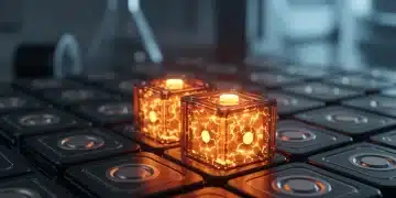 Battery Storage Breakthrough: 8% Energy Density Surge Advanced battery cells glowing, representing a significant breakthrough in energy density for storage technology.