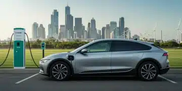 Electric vehicle charging at a station, symbolizing federal clean vehicle incentives 2026.