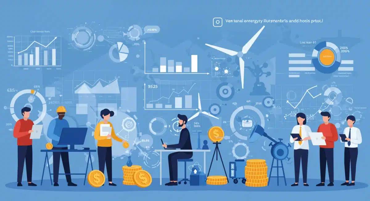 Diverse professionals discussing clean energy project, symbolizing federal funding and job growth.