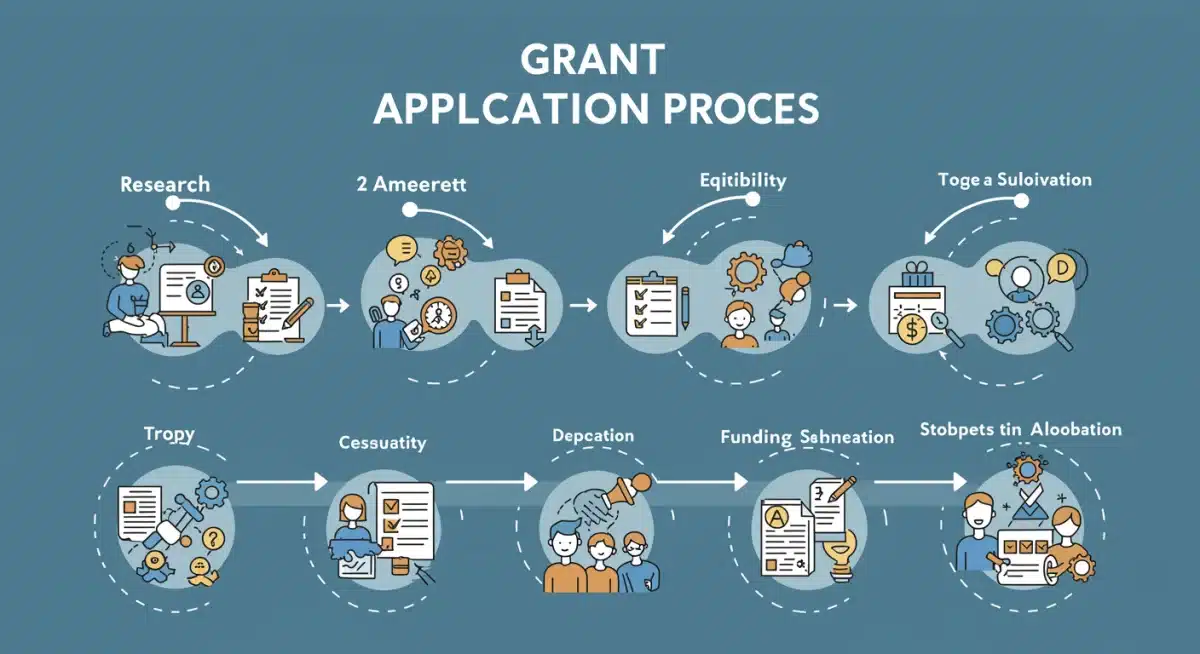 Infographic showing the step-by-step process for federal grant application success.