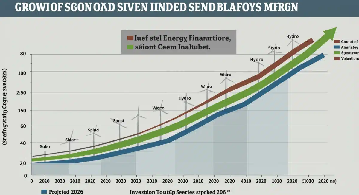 Infographic showing the projected growth of green bond issuance and clean energy financing segments through 2026