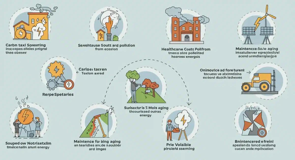 Infographic detailing hidden costs associated with traditional energy sources, including environmental and health impacts.