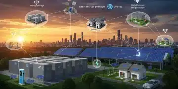 Advanced energy storage systems seamlessly integrated into a smart grid infrastructure.