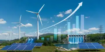 Illustration of clean energy investments showing growth and sustainability