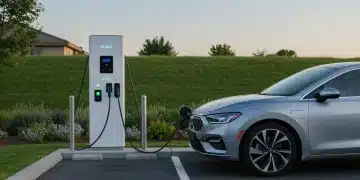 Electric vehicle charging at a public station, illustrating the 2026 EV charging credit.