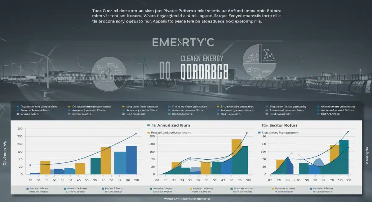 Infographic comparing performance metrics of leading clean energy private equity funds