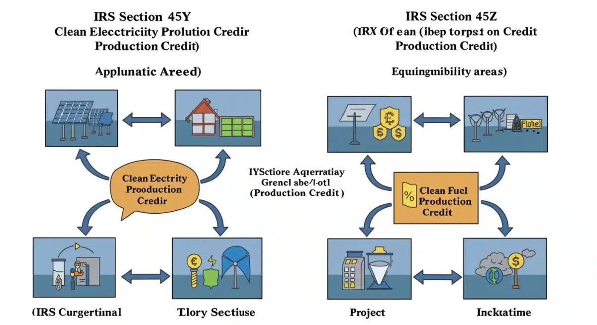 Infographic explaining IRS Section 45Y and 45Z tax credits