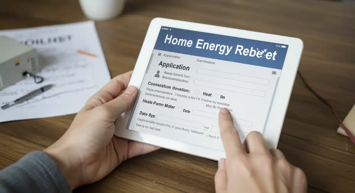 Applying for a home energy rebate on a tablet