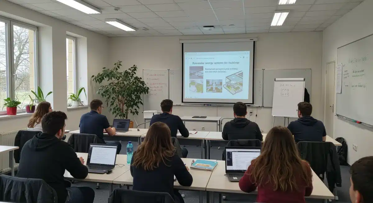 Students learning about renewable energy in sustainable architecture