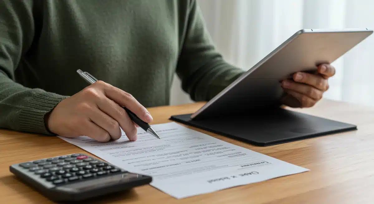 Homeowner reviewing federal rebate application forms on a tablet, planning clean energy upgrades.