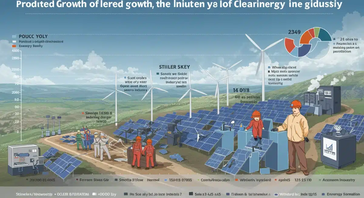 Infographic showing projected job growth in clean energy sectors.