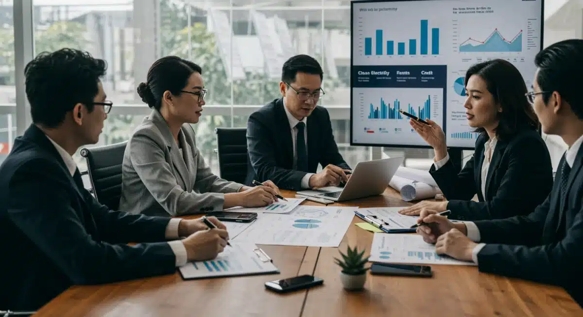 Renewable energy developers reviewing financial projections for the Clean Electricity Production Credit.