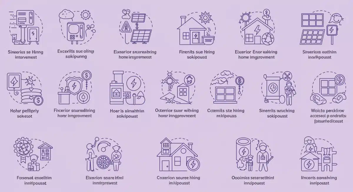 Infographic showing eligible clean energy home improvements like solar, heat pumps, and insulation with associated tax credits.