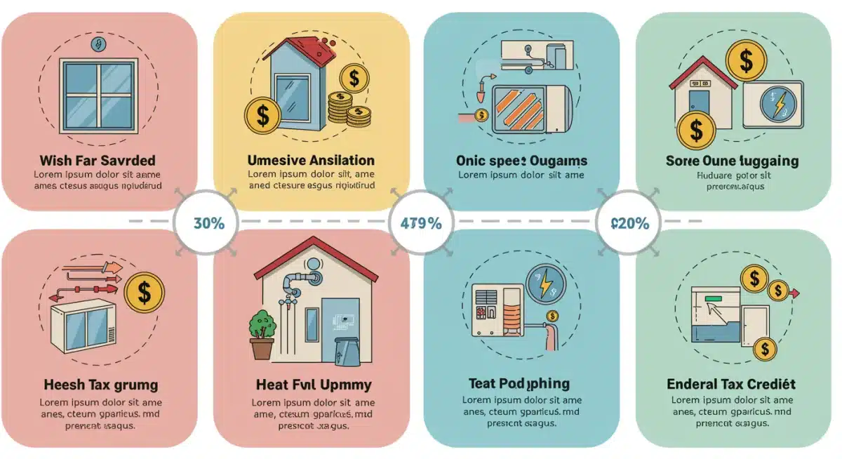Infographic detailing home energy efficiency upgrades and tax credit savings