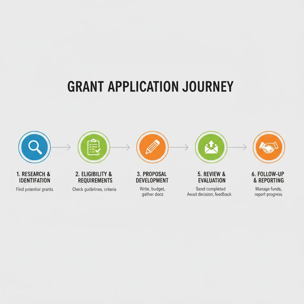 Infographic detailing the step-by-step process for applying for federal clean energy grants.