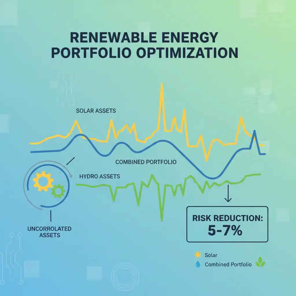 Chart illustrating risk reduction through renewable energy correlation