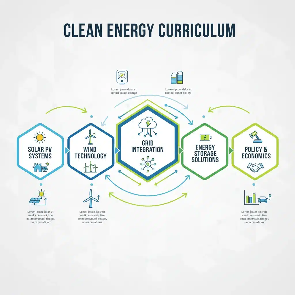 Infographic detailing key components of a clean energy curriculum
