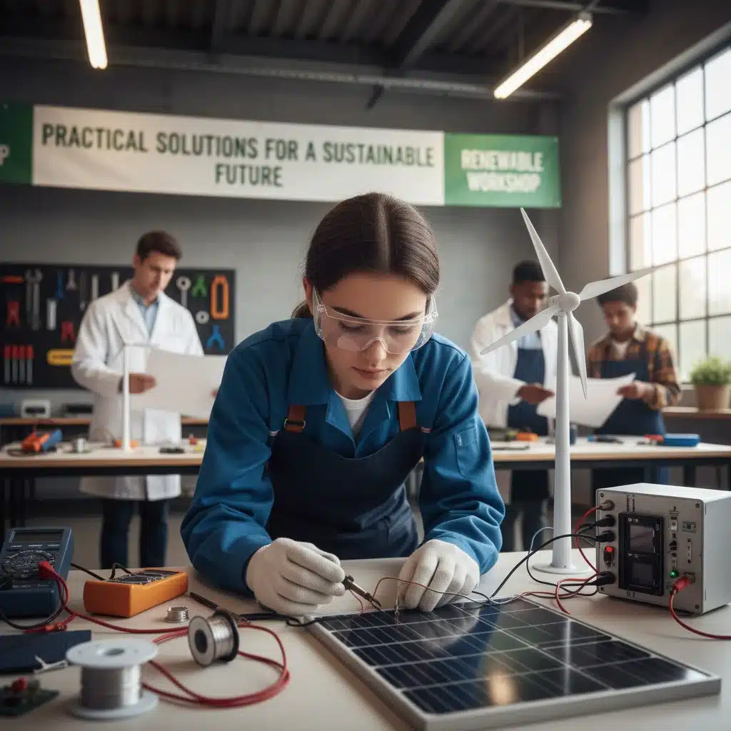 Student in a hands-on clean energy workshop assembling a solar panel